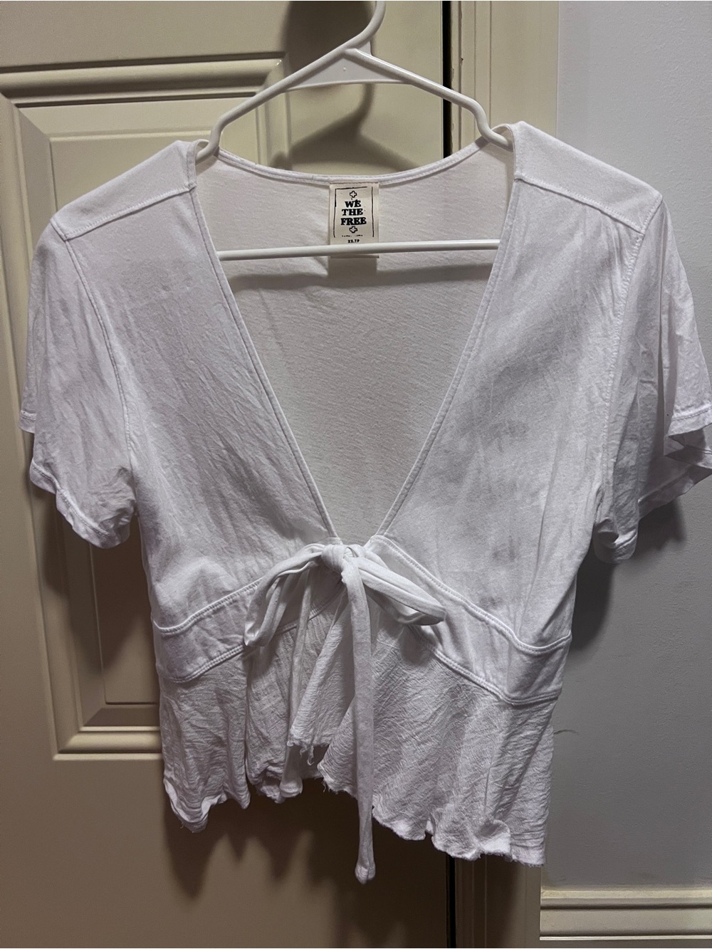 Free People White Tie-Front Top